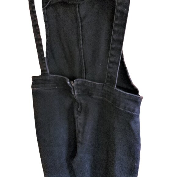 American Retro Stretch Capri Black Denim Jumpsuit Utility suit Overalls S - Picture 7 of 15